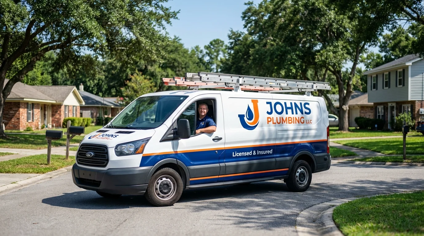 Johns Plumbing LLC service van in New Smyrna Beach, FL