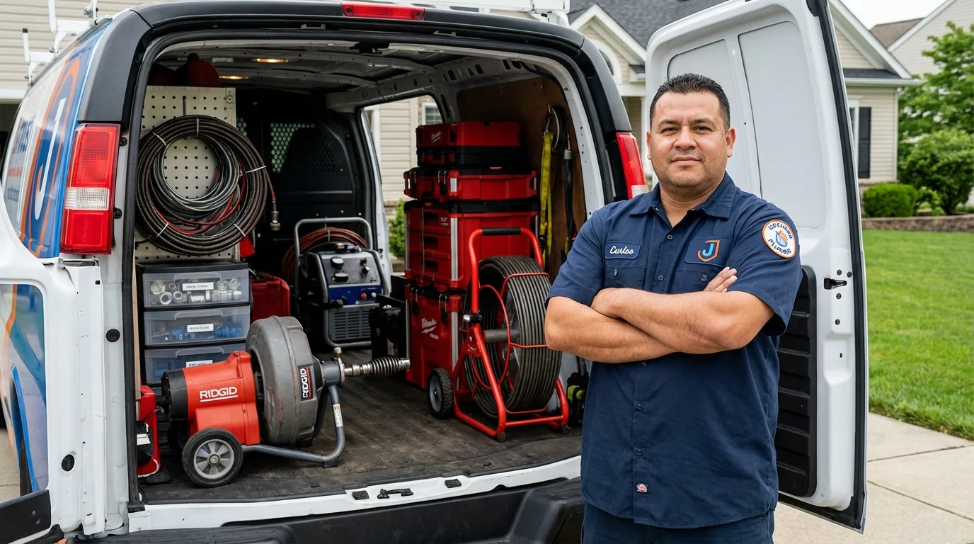 Professional drain cleaning equipment and Johns Plumbing LLC plumber in New Smyrna Beach