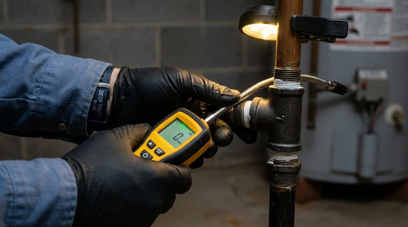 Gas leak detection with electronic sniffer by Johns Plumbing LLC in New Smyrna Beach