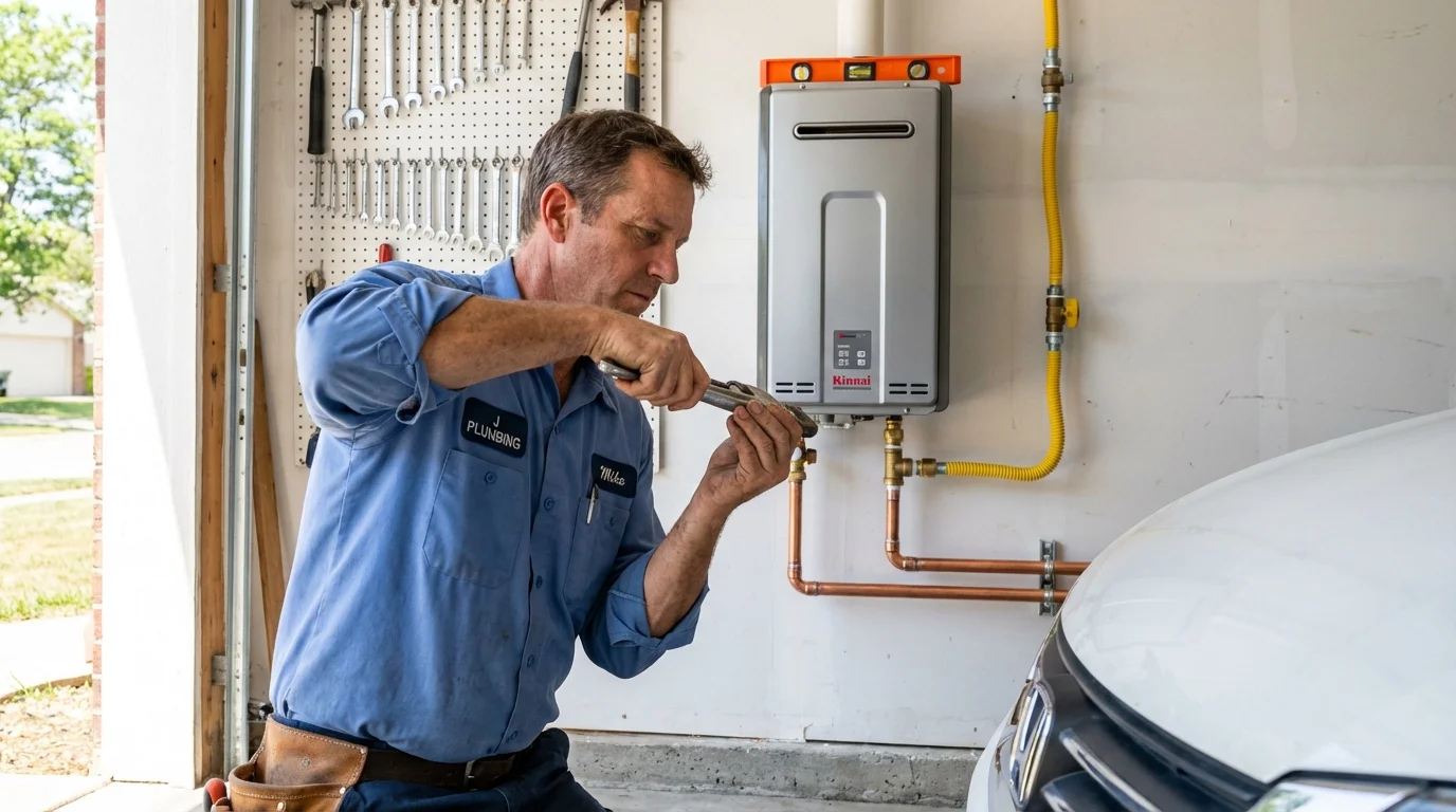 Tankless water heater installation by a Johns Plumbing LLC plumber in New Smyrna Beach